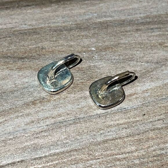 Vintage Square Drop Leaver Back Earrings Black And Silver Tone Classiccore Boho - Picture 4 of 7